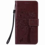 Yiizy Huawei P9 için Kılıf Kapak (EVA-L09, EVA-L19, EVA-L29) Kılıf, Ağaç Baskı Tasarımı Premium PU Deri İnce Kapaklı Cüzdan Kapak Tampon Koruyucu Kılıf Medya Kickstand Kart Yuvalı (Kahverengi)