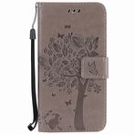 Yiizy Huawei Y3 (2017) / L02 / L03 için Kılıf Kapak, Ağaç Baskı Tasarımı Birinci Sınıf Deri Kapaklı Cüzdan Tampon İnce Hafif Koruyucu Kılıf Medya Destek Çubuğu Kart Yuvalı (Gri)