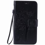 Yiizy LG K10 (K420N, K430) Kılıf, Ağaç Baskı Tasarımı Birinci Sınıf PU Deri İnce Kapaklı Cüzdan Kapak Tampon Koruyucu Kılıf Medya Destek Çubuğu Kart Yuvalı (Siyah)