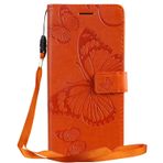 Yiizy LG V60 ThinQ 5G için Kılıf, LG V60 ThinQ 5G için 3D Kelebek Deri Cüzdan Kapaklı Kılıf, Kickstand Kart Yuvalı Manyetik Koruyucu Kılıf Tampon Kılıfı (Turuncu)