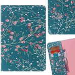 Yiizy Samsung Galaxy Tab E 8.0 / T375 / T377 için Kılıf, Kiraz Ağacı Premium Deri Slim Fit Ayakta Koruyucu Kapak Kimlik ve Kredi Kartı Yuvaları Cepler Manyetik Kayış Cüzdan Kılıfı Kapaklı Kılıf