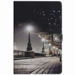 Yiizy Samsung Galaxy Tab S4 (T830 T835) için Kılıf, Cityscape Deri Dar Kesim Ayakta Koruyucu Kapak Kimlik ve Kredi Kartı Yuvaları Cepler Manyetik Kayış Cüzdan Kılıfı Kapaklı Kılıf