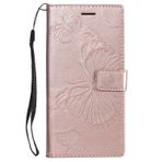 Yiizy Sony Xperia L1 için Kılıf Kapak, Büyük Kelebek Tarzı Birinci Sınıf Deri Cüzdan Kapaklı Telefon Kılıfı G3311 için Kickstand Kart Yuvalı Manyetik Toka Koruyucu Kılıf Tampon Kılıfı (Gül Altın)