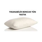 Yıkanabilir Boncuk Doğal Yün Yastık Krem