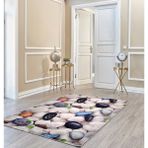 Yıkanabilir Çakıl Taş Desenli Kaymaz Taban Dijital Baskı Halı - 160 x 230 cm - Antrasi - Haki - Krem