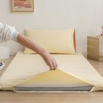 Yıkanabilir Futon yatak örtüsü tam boy yer yatağı kapak fermuarlı pamuk bej ikiz/90x200 cm toz koruma yumuşak pamuklu yatak örtüsü