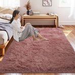 Yıkanabilir Halı 80 x 100 cm Yüksek Hav Yumuşaklığı Kolay Temizlenir Polyester Shaggy Halı Kaymaz Arka Oturma Odası Halısı Bej