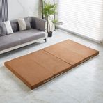 Yıkanabilir Kılıflı Çift Portatif Katlanır Yatak Kaymaz Misafir Minderi Seyahat Kamp Araba için Koltuk Yatağı 200 * 100 * 5 cm (Kahve)
