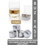 Yıkanabilir Kokteyl Içki Alkol Viski Sulandırmayan Saklama Kutulu Metal Kaplama Buz Taşı 4 Adet - Çok Renkli