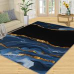 Yıkanabilir Lacivert Siyah Soyut Mermer Halı 160x220cm Modern Grafiti Yağlıboya Halı Yumuşak İnce Oyun Odası Halısı Dayanıklı Doku Çocuklar ve Oturma Odası için