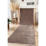 Yıkanabilir Pamuk Dokuma Kilim Doğal Kendinden Saçaklı Yolluk Kaymaz Tabanlı Halı - Kahverengi - 100 x 400 cm