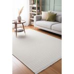Yıkanabilir Pamuk Dokuma Kilim Doğal Kendinden Saçaklı Yolluk Kaymaz Tabanlı Halı - Krem - 200 x 290 cm