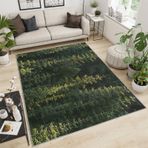 Yıkanabilir Yeşil Çam Ormanı Halısı 150x240 cm - 3D Yağlıboya Resim İç Mekan Halı Mat, Parke Zeminler ve Ofisler için Su Geçirmez, Doğal Peyzaj Tasarımı