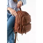 Yıkanmış Deri Sırt Çantası Taba Model: (571-14-11U)