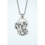 Yılan - Kuru Kafa - Venom Gümüş Kaplama Örme Zincir Kolye