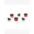Yılbaşı 6lı Çamağacı Kabartmalı Spice Orange Kokulu Ekru-Kırmızı Tealight Mum Seti