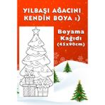 Yılbaşı Ağacı Temalı Dev Boyama Kağıdı 45CMX90CM Rulo Boyama Kağıdı - Çocuk Eğitici Boyama