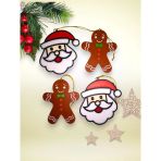 Yılbaşı Çam Ağacı Süsleri Kurabiye Adam Ve Noel Baba Set 2+2 Adet