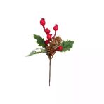 Yılbaşı Çam Dalı Berryli Çift Kozalaklı 20 Cm Vitrin