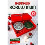 Yılbaşı Hediyelik Metal Kutu Kokulu Mum 2'li Set No:1 christmas gift candle-T1104