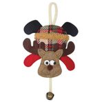 Yılbaşı Kapı Süsü Ekoseli Çanlı Geyik 20 Cm