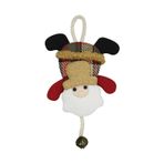 Yılbaşı Kapı Süsü Ekoseli Çanlı Noel Baba 20 Cm