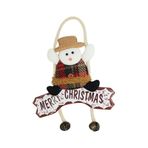 Yılbaşı Kapı Süsü Merry Christmas Kardan Adam Tekli Ekoseli Çanlı 22 Cm