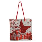 Yılbaşı Karton Çanta Simli Kırmızı Yıldızlı Paketli 15 X15