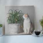 Yılbaşı Kedisi 70 x 70 Kanvas Tablo