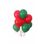 Yılbaşı Latex Balon Pastel Yeşil Kırmızı 10 Adet