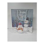 Yılbaşı Noel Kardan Adam Desenli Ipli Karton Çanta - 25X30X9 cm - 2 Adet - Ç039