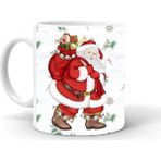 Yılbası Noel Temalı Baskılı Seramik Beyaz Kupa - Pembe - 199 ml