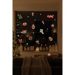 Yılbaşı Pencere Sticker Seti, Noel Temalı Kendinden Yapışkanlı Folyo Süsleme, Çam Ağacı-Çelenk-Çan ve Şeker Desenleri, Vitrin ve Duvar Dekorasyonu, 28x95 cm