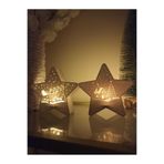 Yılbaşı Süsü Led Mumlu 2 ADET 12 CM Yıldız Dekorasyon GEYİKLİ VE EVLİ Beyaz 2 ADET LED MUM DAHİLDİR