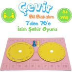 Yılbaşı Temalı Çevir Bil Bakalım 7'den 70'e Eğitici Isim ve Şehir Oyunu - Seçenek 1 - Ahşap - Bej