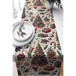 Yılbaşı Temalı Dijital Baskılı Runner Örtüsü Christmas Karma 40x140 cm