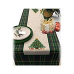 Yılbaşı Temalı Dijital Baskılı Runner Örtüsü Christmas Yeşil 40x140 cm