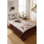 Yılbaşı Temalı Kadife Kumaş Kapitoneli Tek Kişilik Yatak Örtüsü Seti (2 Parça) Tky0045 Renkli 180 X 240