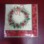 Yılbaşı Temalı Kağıt Peçete, 20 Adet, Noel Çelenk Desenli, Kırmızı ve Yeşil, 17x17 cm, Parti ve Sofra Süsleme için