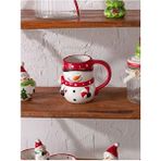 Yılbaşı Temalı Noel Baba Desenli Seramik Kupa Bardak 13X8X10 cm - Beyaz