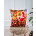 Yılbaşı Temalı Noel Baba ve Çocuk Desenli Dijital Baskılı Kırlent Kılıfı