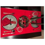Yılbaşı Temalı Özel Dikim Duck Keten Kırmızı Christmas Runner 45 x 140 cm