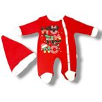 Yılbaşı Temalı Şapkalı Bebek Tulum - Kırmızı - 9 Ay