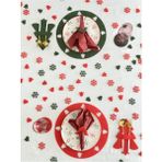 Yılbaşı Temalı Supla Seti, Yılbaşı Yemek Seti 12 Kişilik Kırmızı-Yeşil Karışık Set - 34 x 34 - Kırmızı - Yeşil