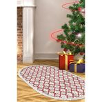 Yılbaşına Özel Keçe Dijital Yıkanabilir Oval Halı Chr12m CHR12M-K-S-Oval, Bordo, 120 x 180