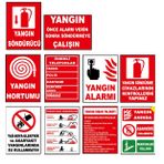 Yıldırım Atölye Fabrika İnşaat İşyeri İş Güvenliği Yangın Uyarı Levhası -10 adet Pvc Levha
