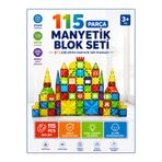 YILDIRIM OYUNCAK 115 Parça Manyetik Blok Seti – STEAM Eğitici Magnetic Tiles Yapı Oyuncağı, Renkli Şeffaf Manyetik İnşa Seti 3+ Yaş