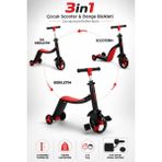 Yıldırım Oyuncak 3in1 Çocuk Scooter & Pedallı Denge Bisikleti – 2-6 Yaş Ayarlanabilir Yükseklik 50KG Taşıma Kapasiteli - Kırmızı