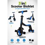 Yıldırım Oyuncak 3in1 Çocuk Scooter & Pedallı Denge Bisikleti – 2-6 Yaş Ayarlanabilir Yükseklik 50KG Taşıma Kapasiteli - Mavi