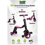 Yıldırım Oyuncak 3in1 Çocuk Scooter & Pedallı Denge Bisikleti – 2-6 Yaş Ayarlanabilir Yükseklik 50KG Taşıma Kapasiteli - Pembe